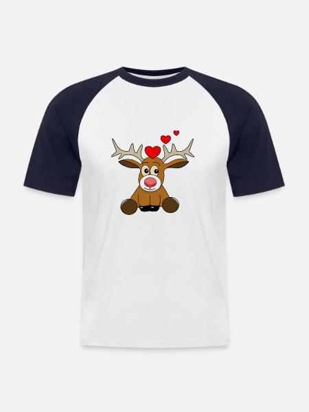 Reindeer Valentine's Day - Men's Baseball T-Shirt - white/navy
