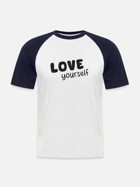 Love yourself, Selbstliebe - Männer Baseball-T-Shirt - Weiß/Navy