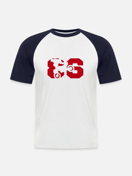 Moto 86 biker - Men's Baseball T-Shirt - white/navy