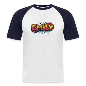 Emily Graffiti Cool Name First Name - Men's Baseball T-Shirt - white/navy - Front - Nik (191cm)