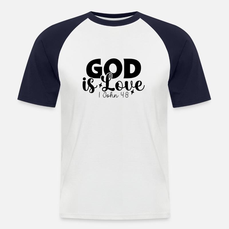 Gott ist Liebe - Männer Baseball-T-Shirt - Weiß/Navy