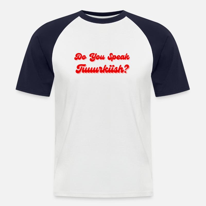 Sprechen Sie Türkisch - Männer Baseball-T-Shirt - Weiß/Navy