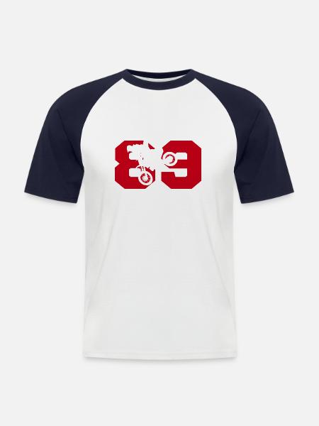 Moto 89 biker - Men's Baseball T-Shirt - white/navy