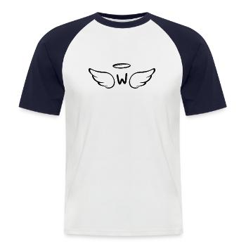 Buchstabe w Engelsflügel - Männer Baseball-T-Shirt - Weiß/Navy - Vorne - Nik (191cm)