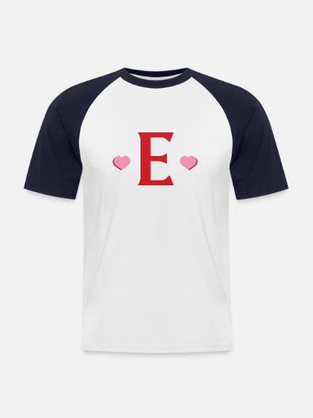 Letter e red hearts - Men's Baseball T-Shirt - white/navy