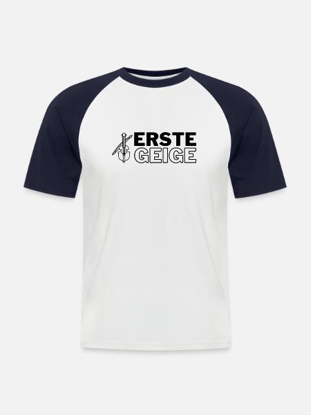 Erste Geige - Männer Baseball-T-Shirt - Weiß/Navy