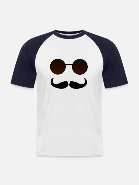 Hispter Mustache and Googles - Men's Baseball T-Shirt - white/navy