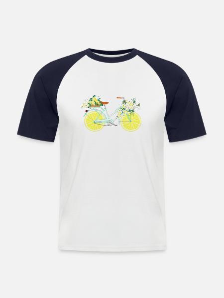 Bicycle with lemons - Men's Baseball T-Shirt - white/navy