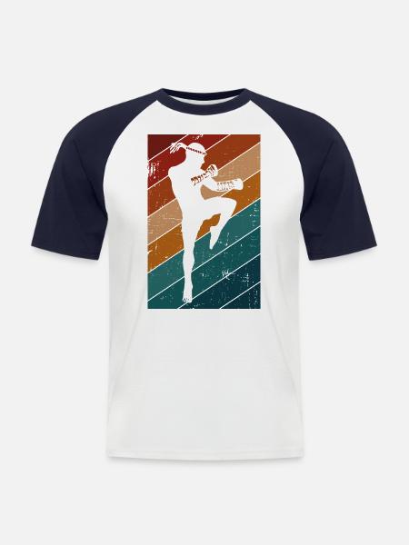 Thaiboxen Muay Thai - Männer Baseball-T-Shirt - Weiß/Navy