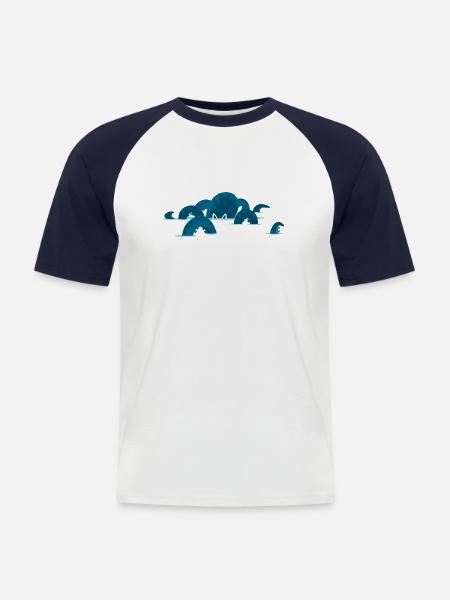 Pieuvre - T-shirt baseball manches courtes Homme - blanc/marine