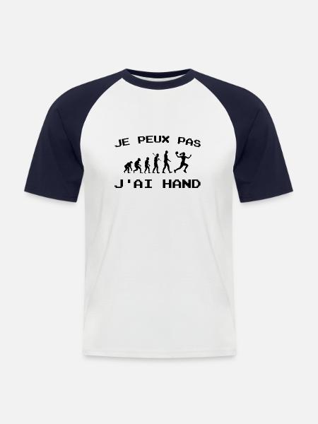 J'peux pas j'ai handball - T-shirt baseball manches courtes Homme - blanc/marine