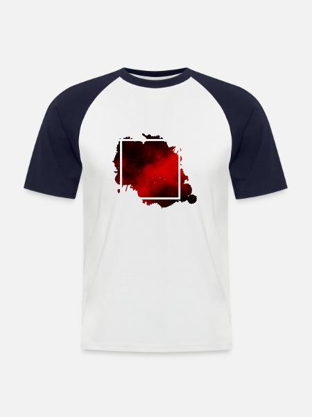 Space Square Red Universum - Männer Baseball-T-Shirt - Weiß/Navy