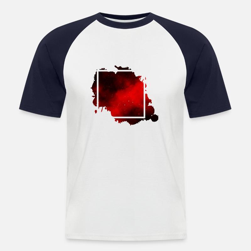 Space Square Red Univers - T-shirt baseball manches courtes Homme - blanc/marine