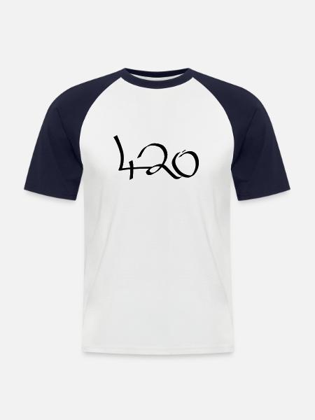 420 Graffiti - Männer Baseball-T-Shirt - Weiß/Navy