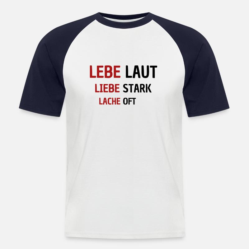 LEBE - Männer Baseball-T-Shirt - Weiß/Navy