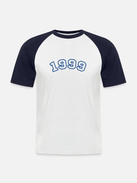 1999 Sport Blau - Männer Baseball-T-Shirt - Weiß/Navy