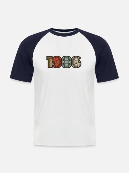 1986 Retro Jahrgang - Männer Baseball-T-Shirt - Weiß/Navy