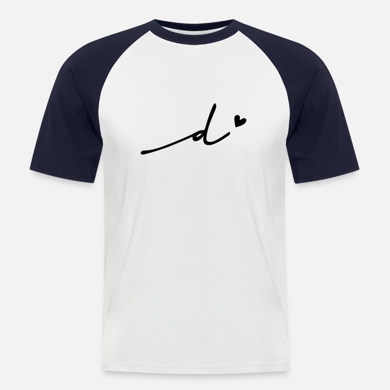 Lettera d) corsivo - Maglia da baseball a manica corta da uomo - bianco/navy