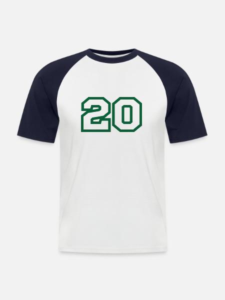 Number 20 green sport - Men's Baseball T-Shirt - white/navy