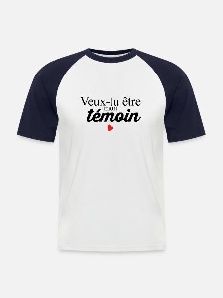 Vuoi essere il mio testimone? - Maglia da baseball a manica corta da uomo - bianco/navy