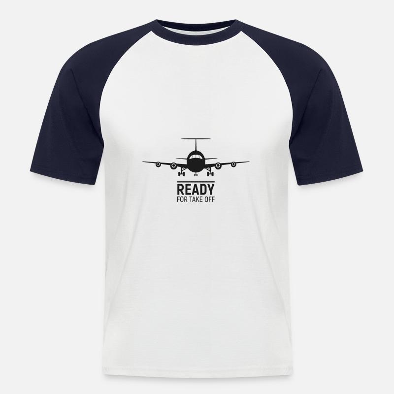 Ready ForTake Off - Männer Baseball-T-Shirt - Weiß/Navy