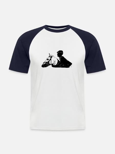 Pferd - Männer Baseball-T-Shirt - Weiß/Navy