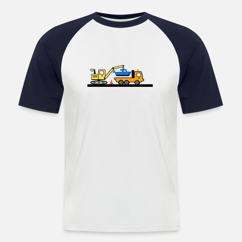 Bagger - Männer Baseball-T-Shirt - Weiß/Navy