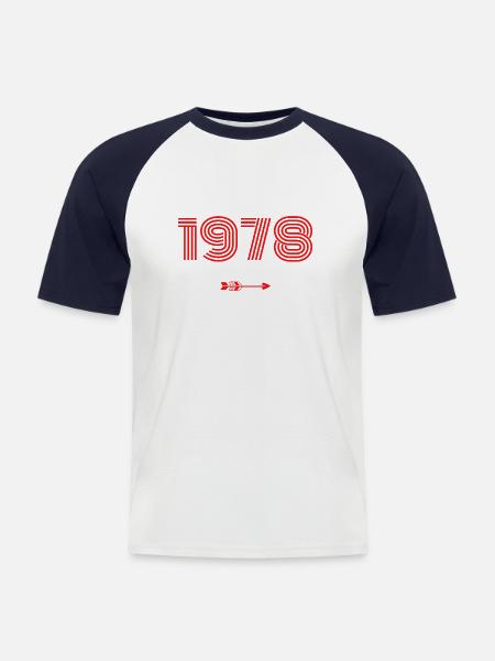 Born in 1978 - Men's Baseball T-Shirt - white/navy
