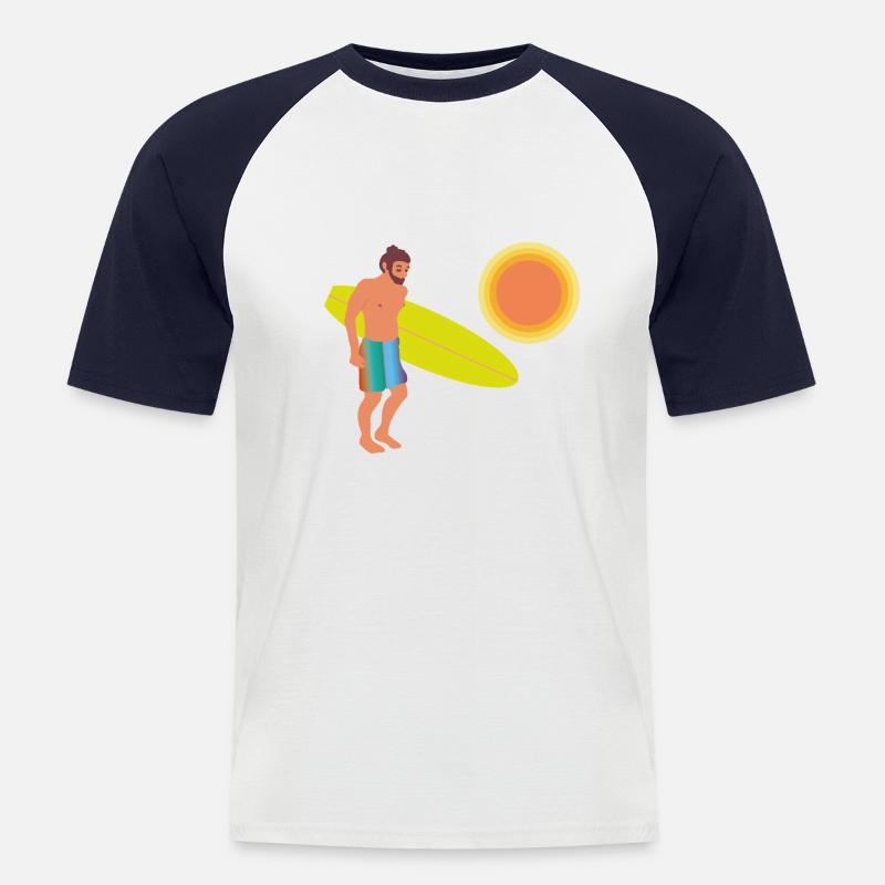 surfer - Männer Baseball-T-Shirt - Weiß/Navy