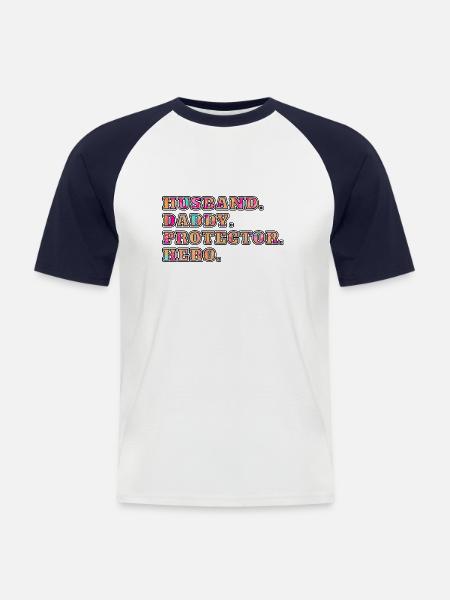 Husband Daddy Protector Hero - Men's Baseball T-Shirt - white/navy