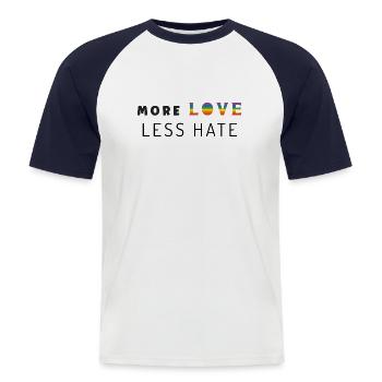 Pride Month, LGBT, Liebe mehr, weniger Hass - Männer Baseball-T-Shirt - Weiß/Navy - Vorne - Nik (191cm)