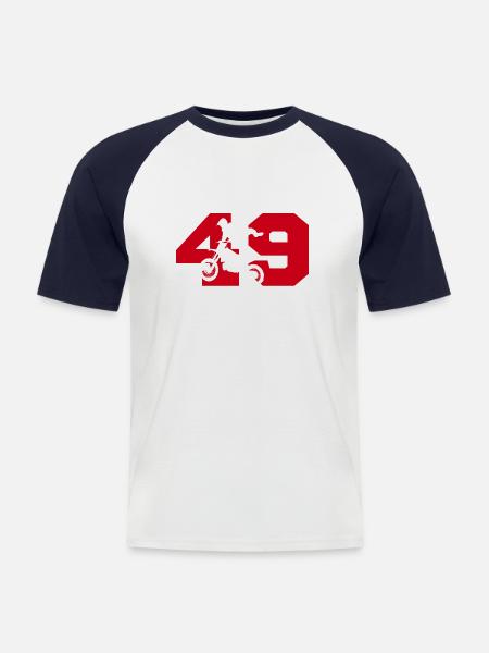 Moto 49 biker - Men's Baseball T-Shirt - white/navy