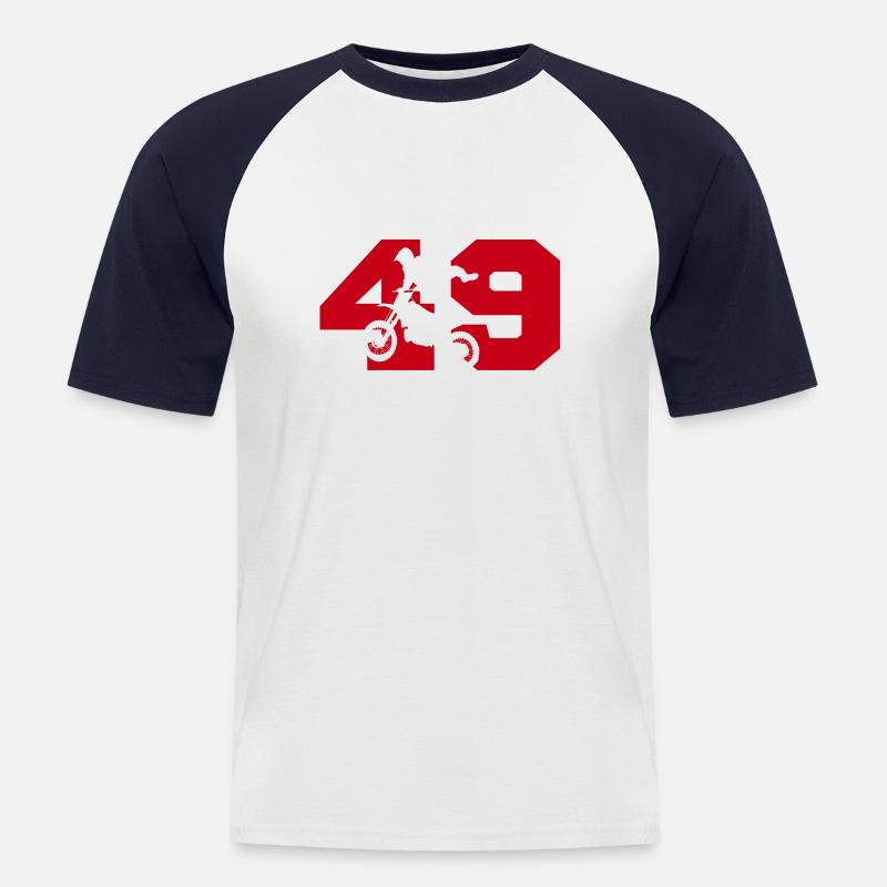Moto 49 Biker - Männer Baseball-T-Shirt - Weiß/Navy