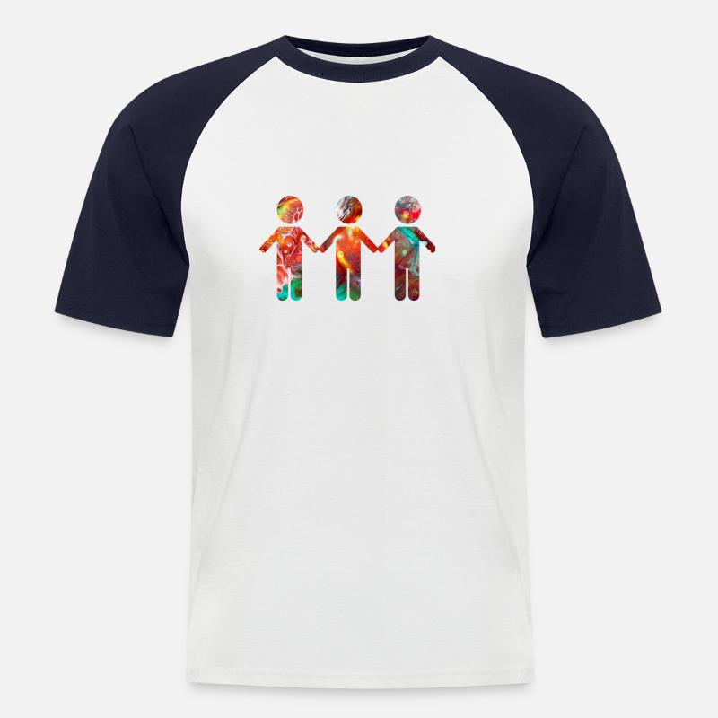 Kinder - Männer Baseball-T-Shirt - Weiß/Navy