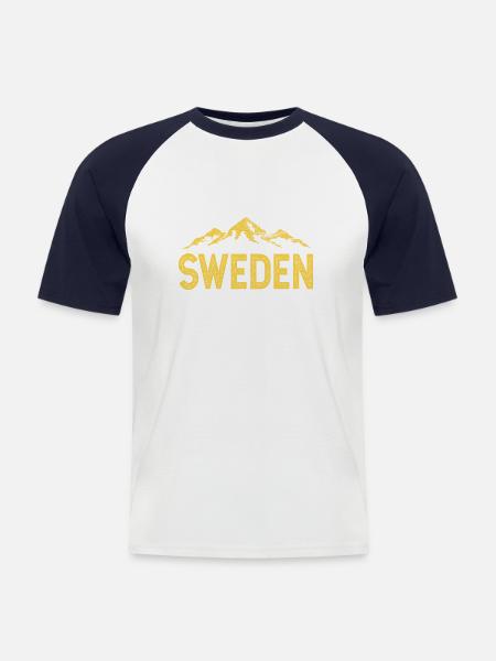 Suède Sweden Berge - T-shirt baseball manches courtes Homme - blanc/marine