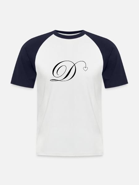 Letter of calligraphy heart - Men's Baseball T-Shirt - white/navy