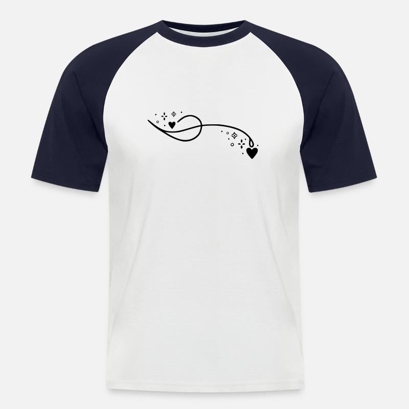 Glitzer Herzlinie - Männer Baseball-T-Shirt - Weiß/Navy