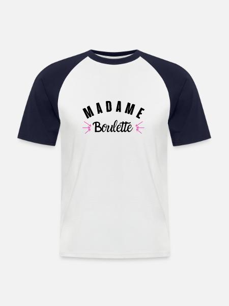 madame boulette - T-shirt baseball manches courtes Homme - blanc/marine