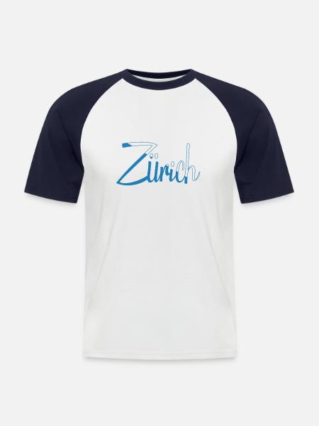 Zurich - T-shirt baseball manches courtes Homme - blanc/marine