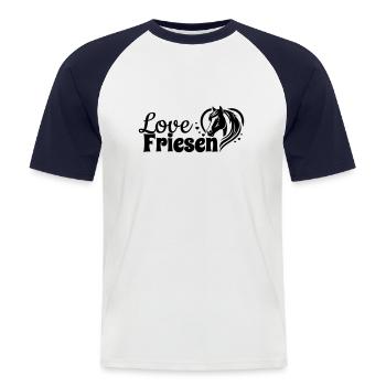 Beading Love Heart Horse Head - Men's Baseball T-Shirt - white/navy - Front - Nik (191cm)