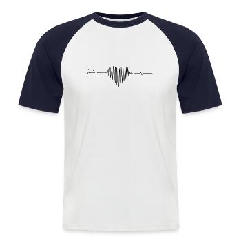 Nager fréquence cardiaque - T-shirt baseball manches courtes Homme - blanc/marine - Devant - Nik (191cm)