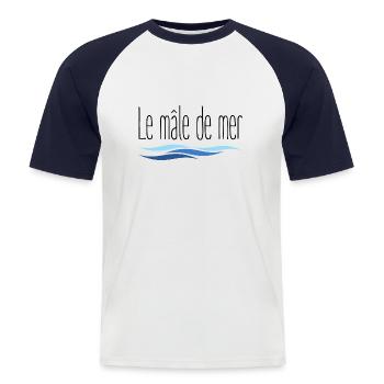 Le mâle de mer cadeau papa fête des pères - T-shirt baseball manches courtes Homme - blanc/marine - Devant - Nik (191cm)