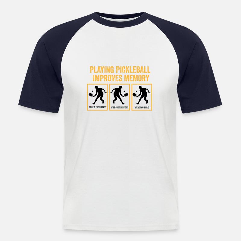 Playing pickleball improves memory - Men's Baseball T-Shirt - white/navy