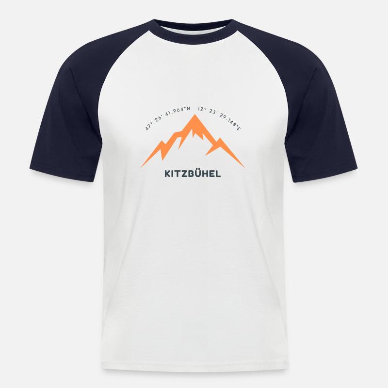 Minimalistisches Kitzbühel-Logo - Männer Baseball-T-Shirt - Weiß/Navy