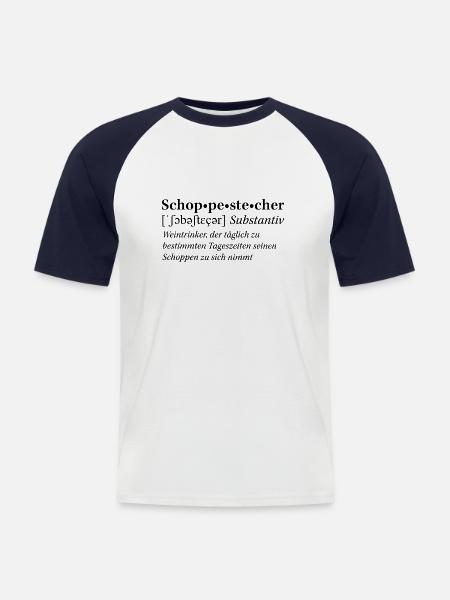 Rheinhessische Mundart "Schobbestecher" - Männer Baseball-T-Shirt - Weiß/Navy