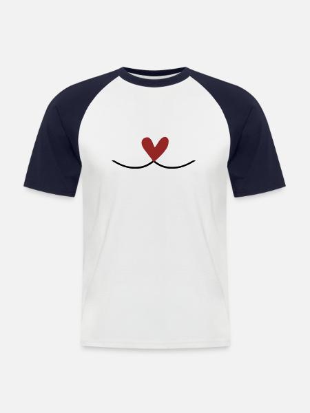 Heart Connection Line - Men's Baseball T-Shirt - white/navy