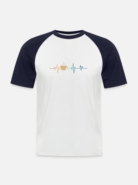 Heartbeat Retro Coffee Mug - Men's Baseball T-Shirt - white/navy