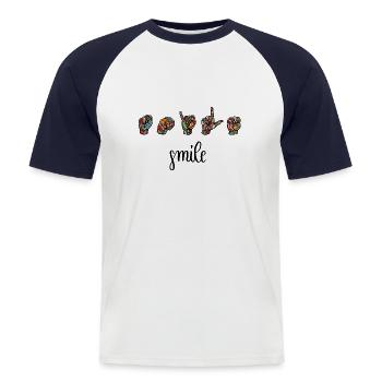 smile - DGS Streetwear - T-shirt baseball manches courtes Homme - blanc/marine - Devant - Nik (191cm)