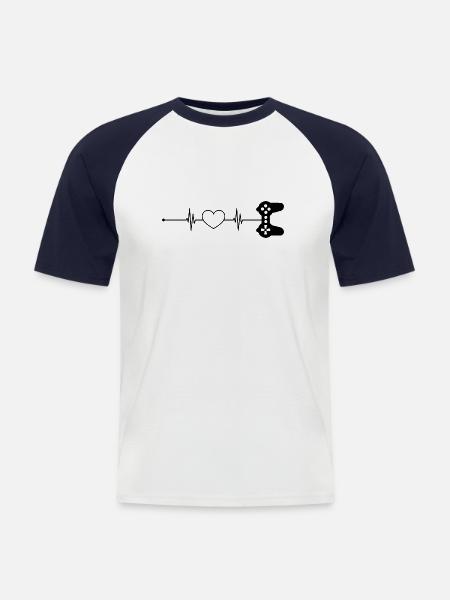 Herzschlag Spiele - Männer Baseball-T-Shirt - Weiß/Navy
