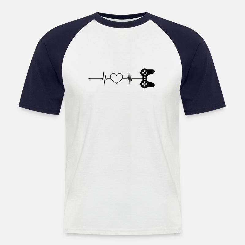 Herzschlag Spiele - Männer Baseball-T-Shirt - Weiß/Navy
